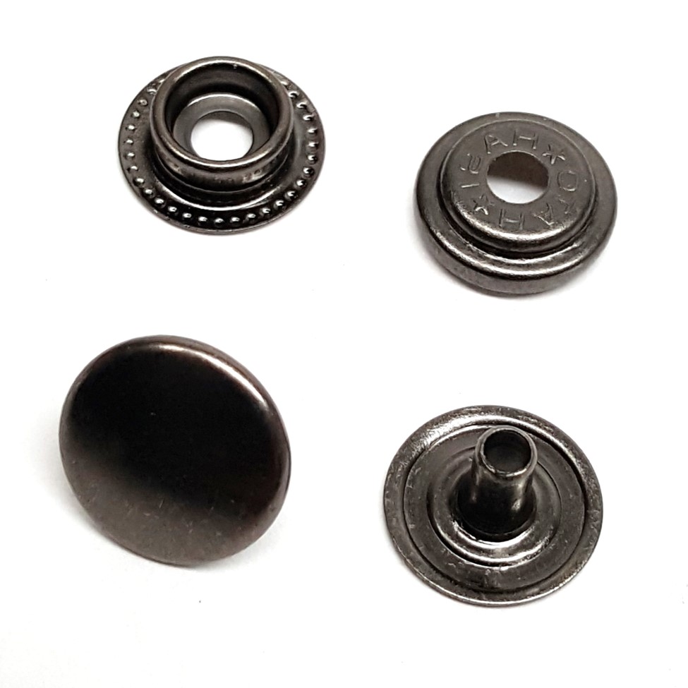 5/16" 40 Piece Set Durable Gun Metal Black Button Snap (10 Complete